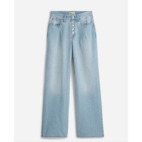 Madewell Superwide Leg Jeans Cather Wash Button Front Blue High Rise US 26 NWT - Picture 6 of 16